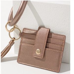 Chico's Faux Leather Wristlet w/ Card Holders - Gold/Bronze